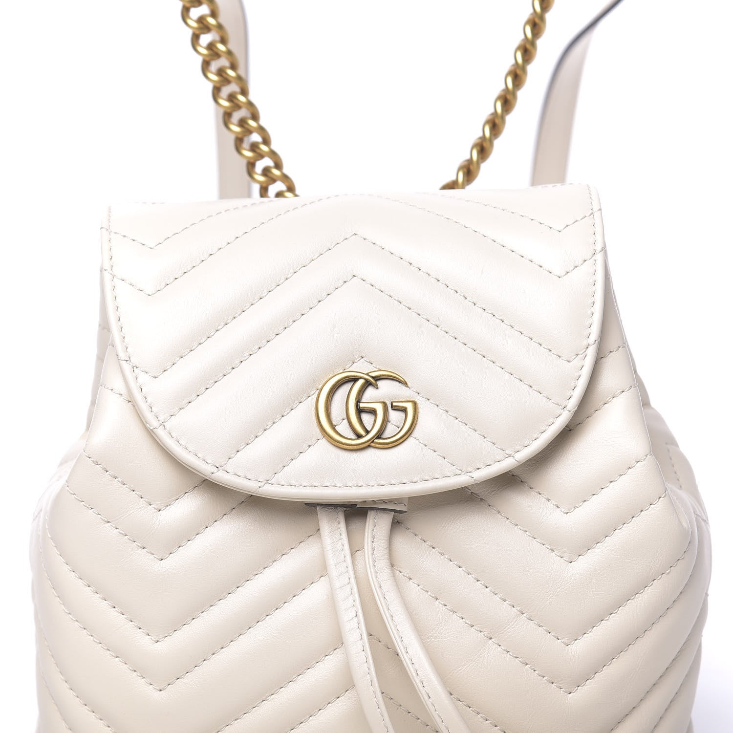 Gucci Calfskin Matelasse GG Marmont Flap Backpack White 7 of 9