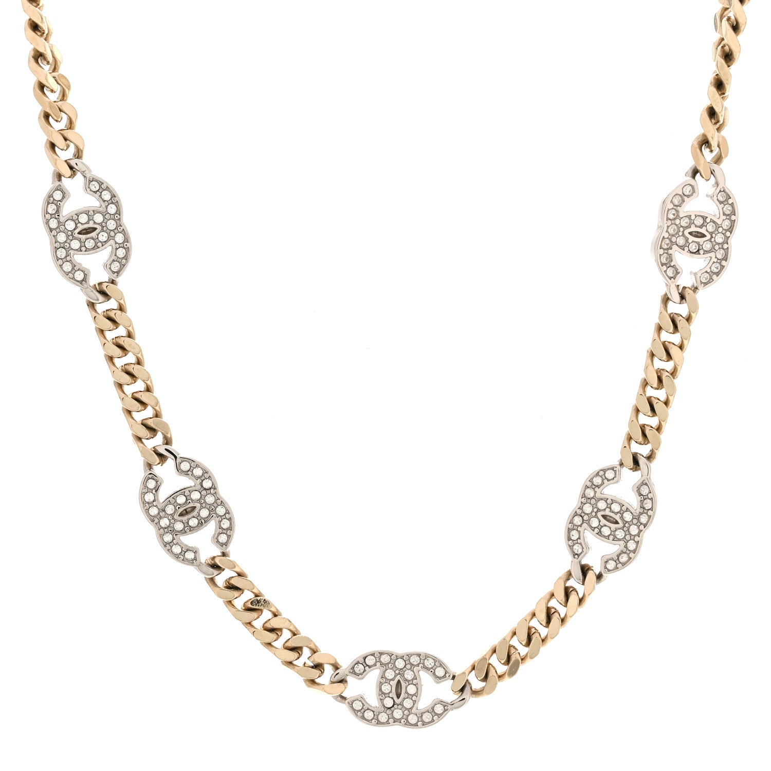 Chanel Crystal Chain CC Link Choker Gold Silver 1832994 – FASHIONPHILE