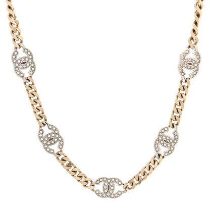 Chanel Crystal Chain CC Link Choker Gold Silver 1 of 6