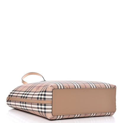Burberry Grainy Calfskin Haymarket Check Medium Reversible Tote Camel 7 of 12