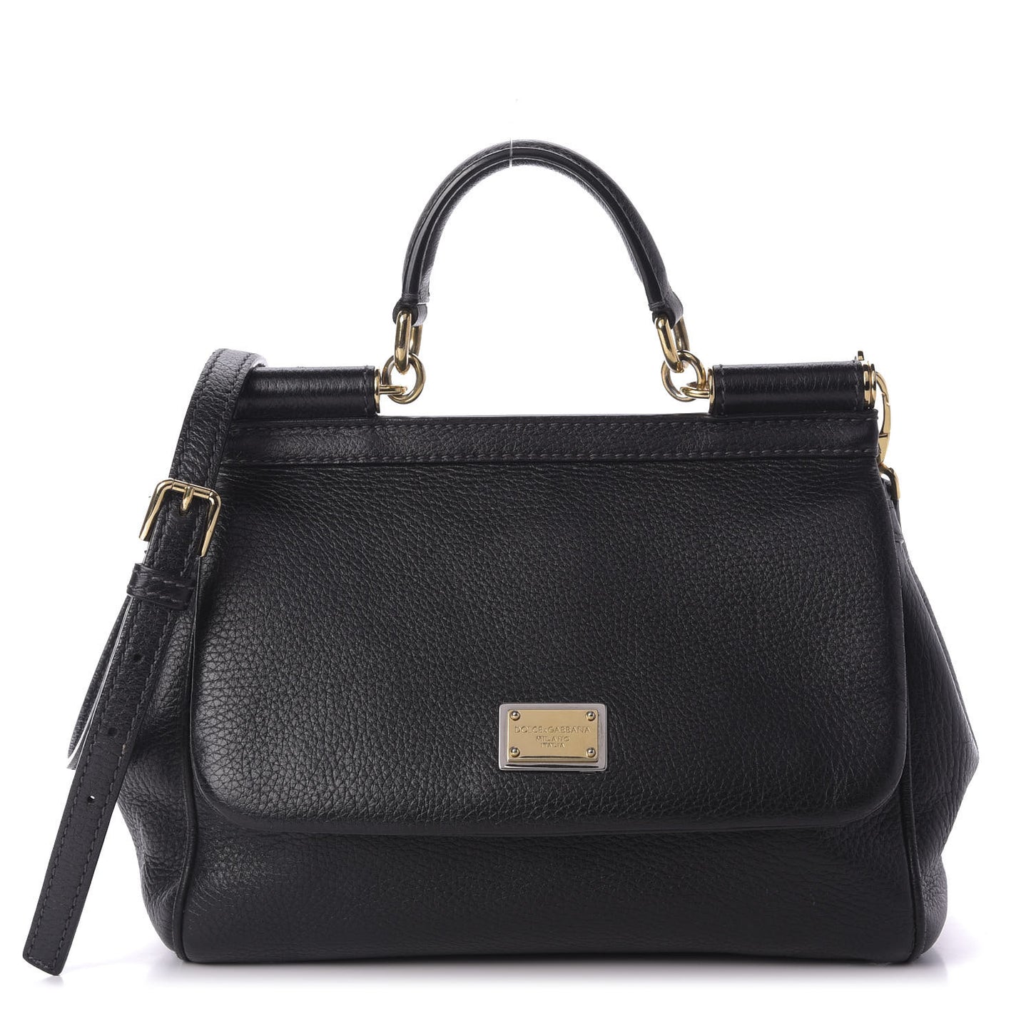 Grained Deerskin Medium Miss Sicily Satchel Black