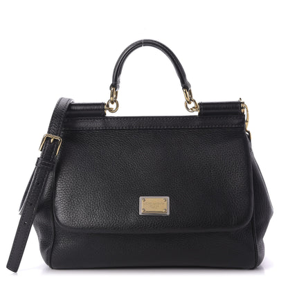 Dolce & Gabbana Grained Deerskin Medium Miss Sicily Satchel Black 1 of 9