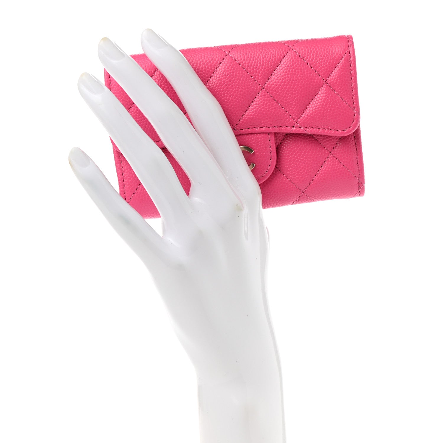 Chanel Caviar Quilted Flap Card Holder Wallet Pink 2 of 9