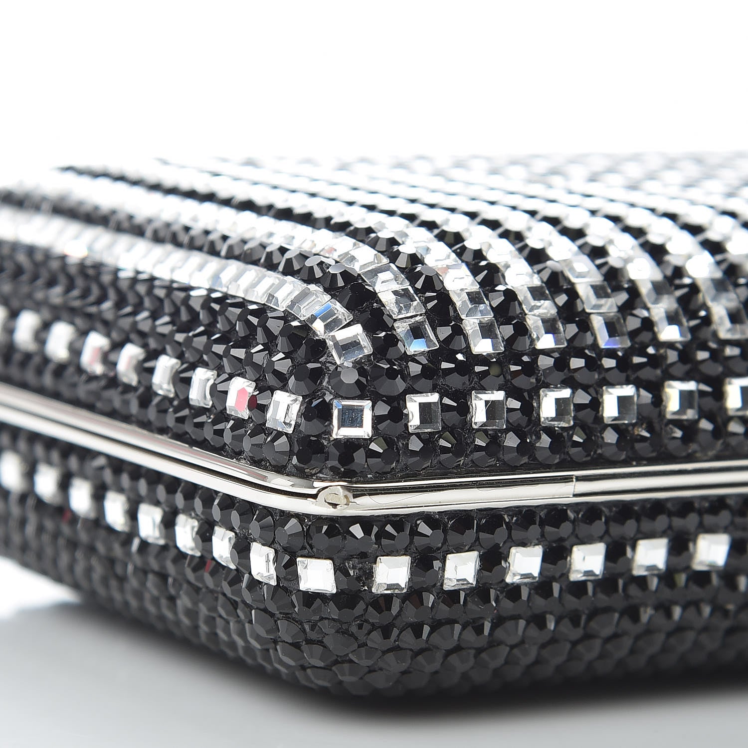Judith Leiber Crystal Minaudière Clutch Black Silver 9 of 11
