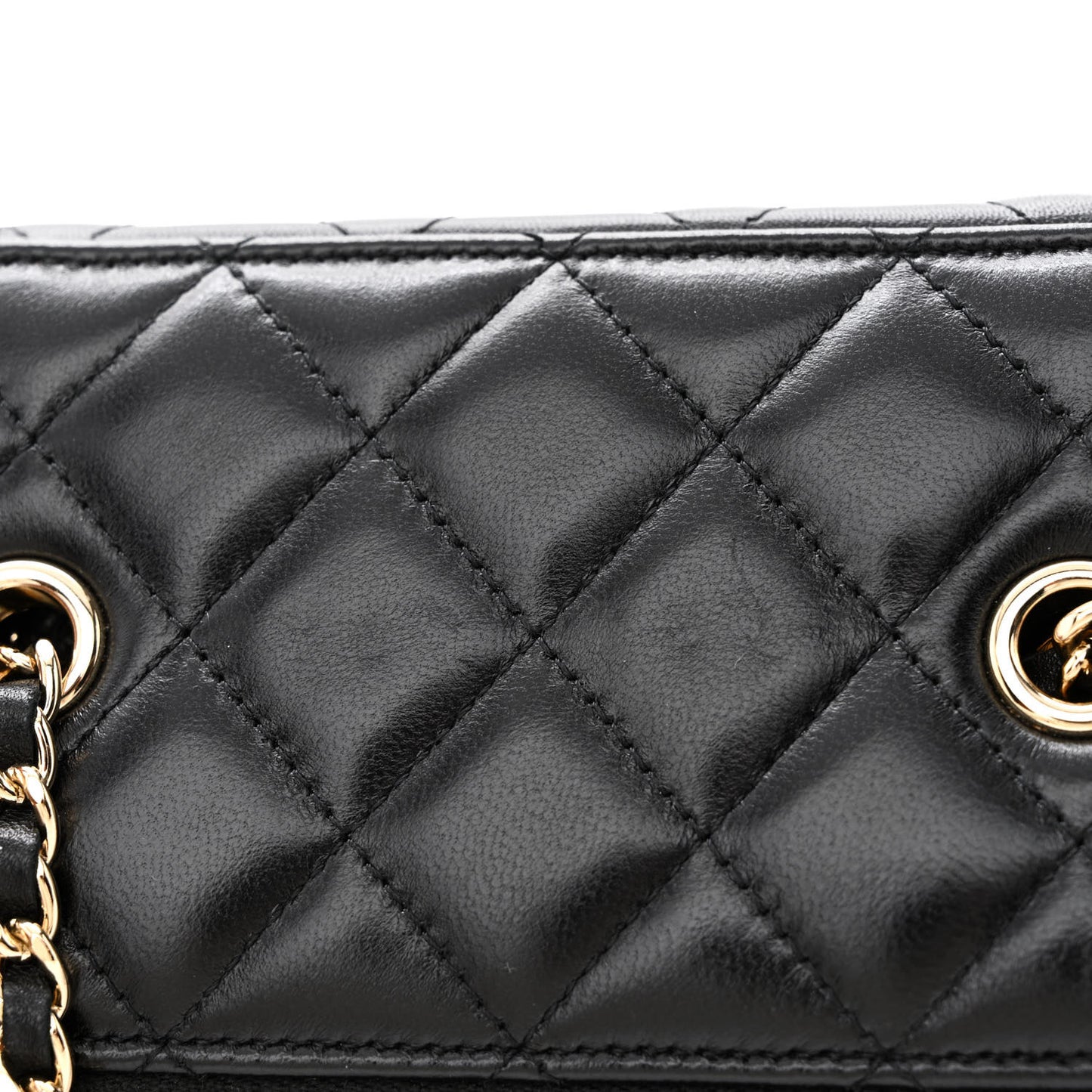 Lambskin Quilted Small Vanity Case With Chain Black