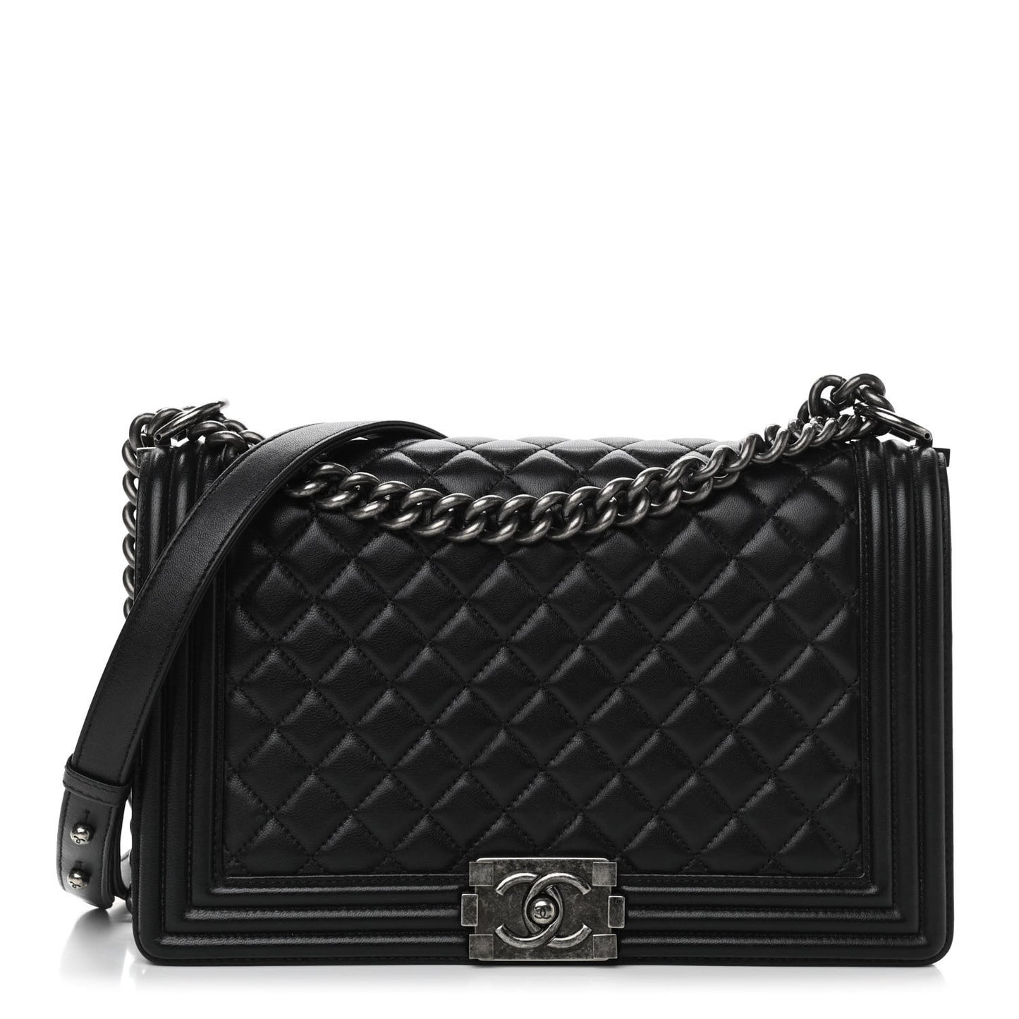 Lambskin Quilted New Medium Boy Flap Black