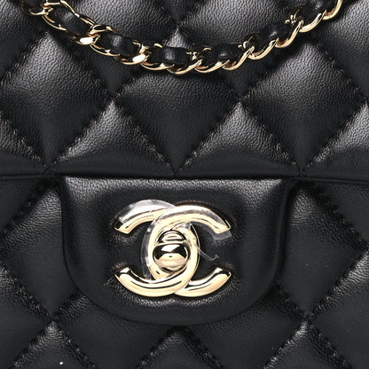 Chanel Lambskin Quilted Mini Top Handle Rectangular Flap Black 8 of 15