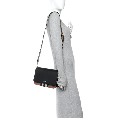 Burberry Derby Calfskin House Check Mackford Crossbody Bag Black 2 of 10