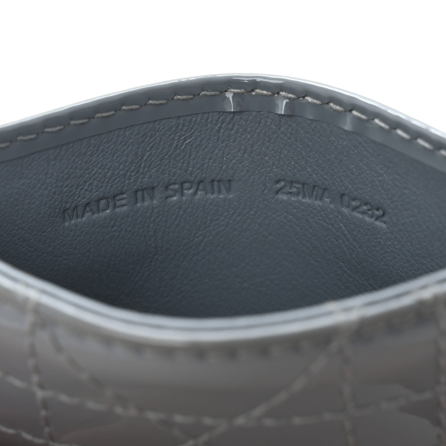 Patent Cannage Lady Dior Card Holder Cloudy Blue