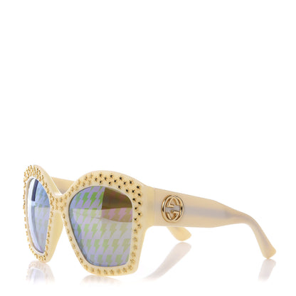 Gucci Square Frame Star Sunglasses GG 3870/S Ivory Gold 1 of 10