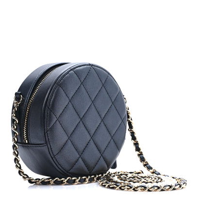 Chanel Iridescent Lambskin Quilted Pearl Round Clutch With Chain Black 3 of 9