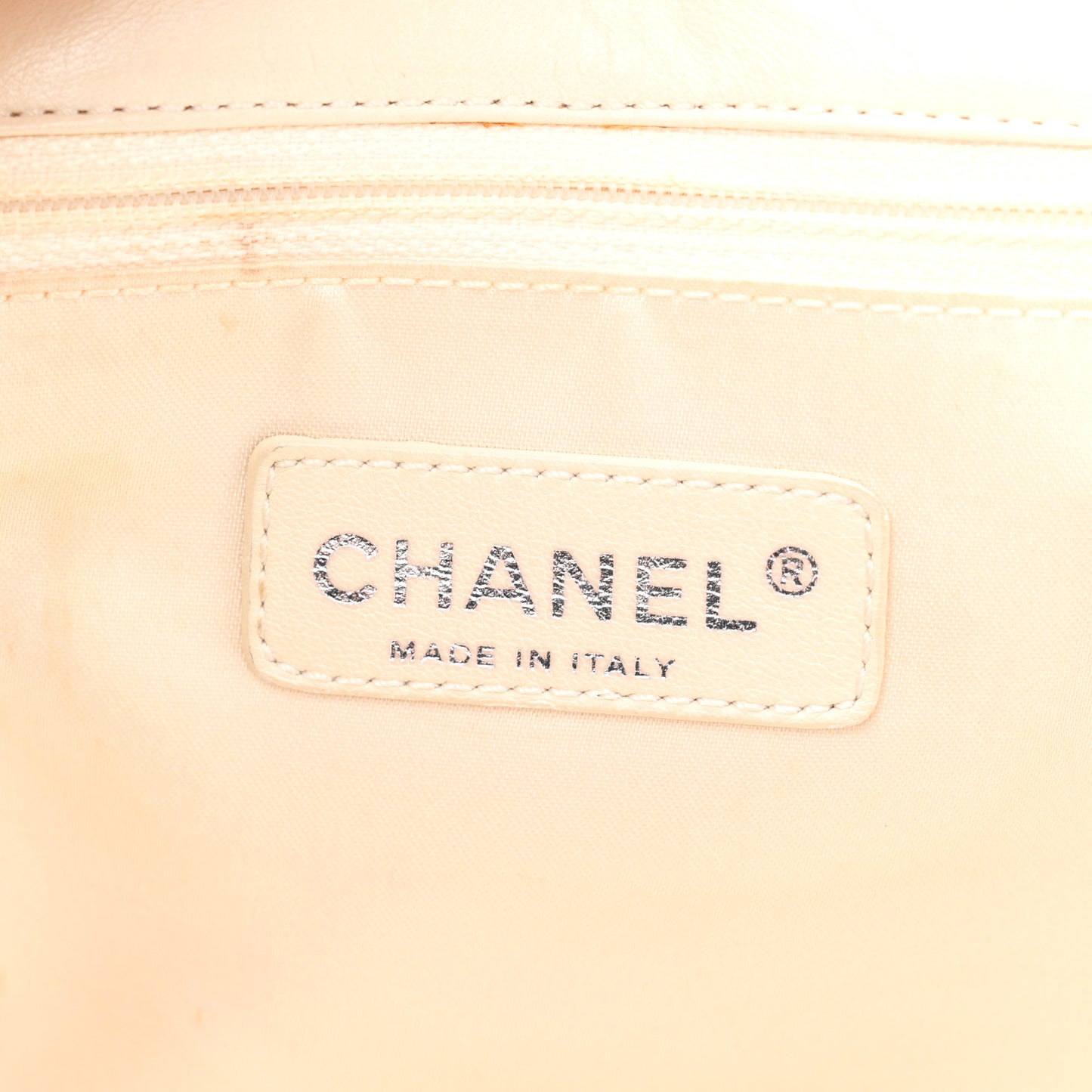Glazed Lambskin Quilted North South XL Tote White