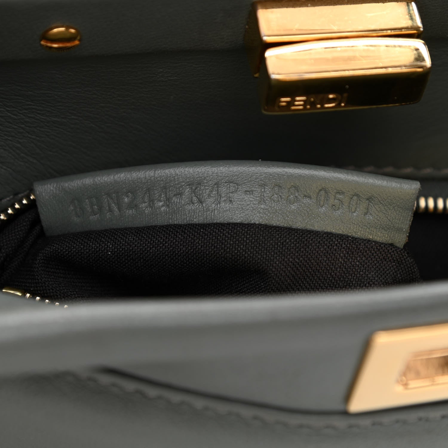 Fendi Nappa Mini Peekaboo Iconic Satchel Fumo 7 of 11