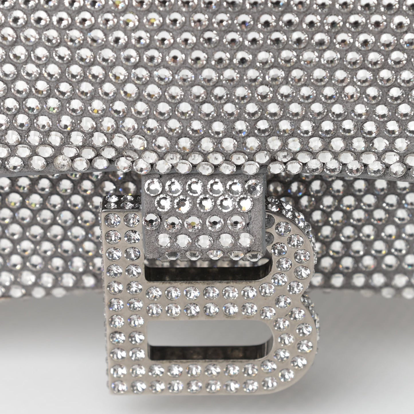 Strass Suede Hourglass Top Handle Bag XS Smoke Grey Crystal