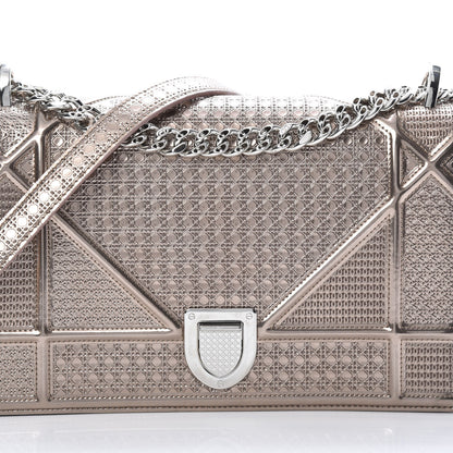 Christian Dior Metallic Patent Micro-Cannage Medium Diorama Flap Bag Pink 9 of 17