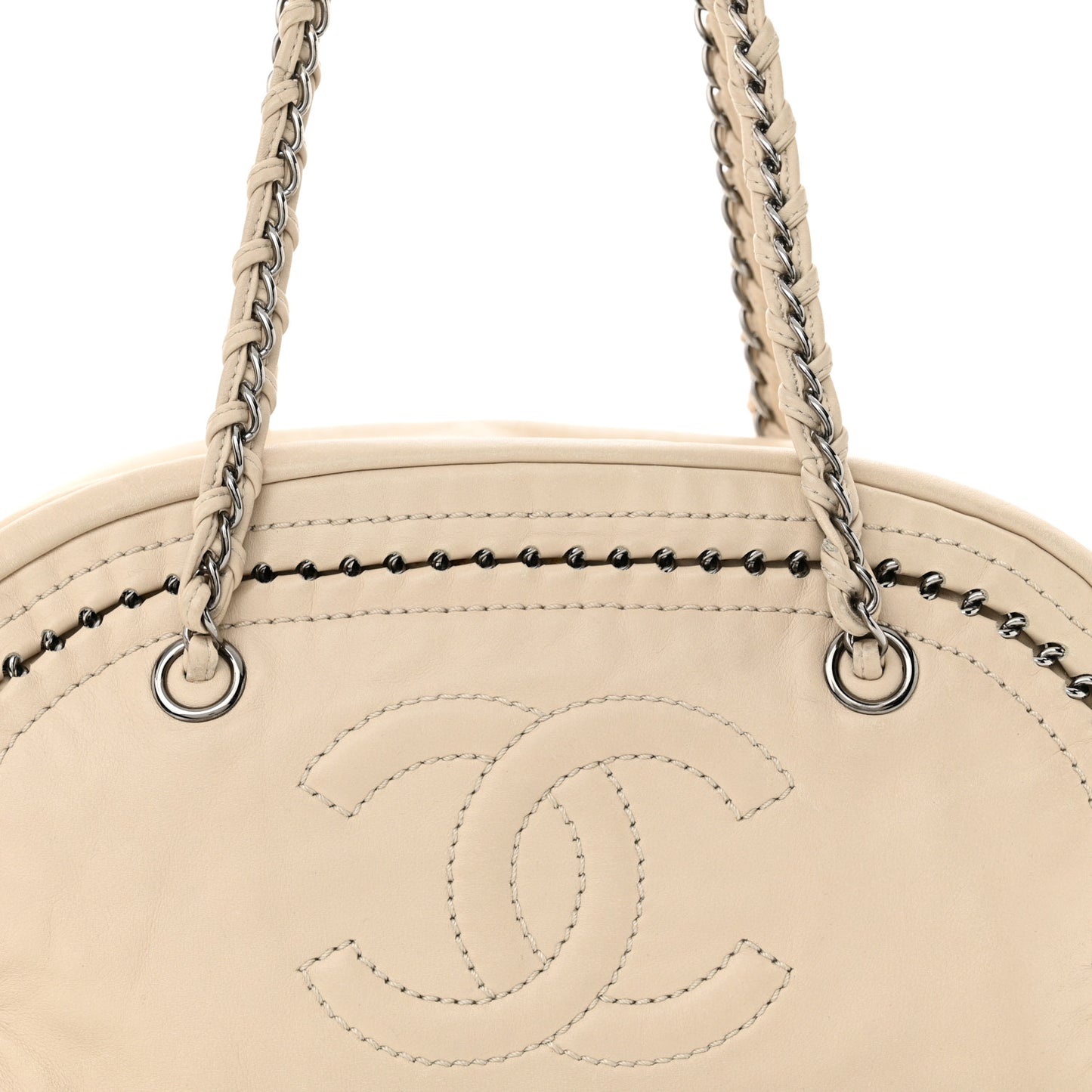 Smooth Calfskin Medium Luxe Ligne Bowler Light Beige