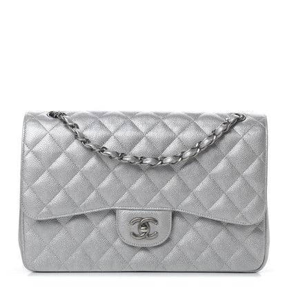 Chanel Metallic Caviar Quilted Jumbo Double Flap Silver 1 of 13