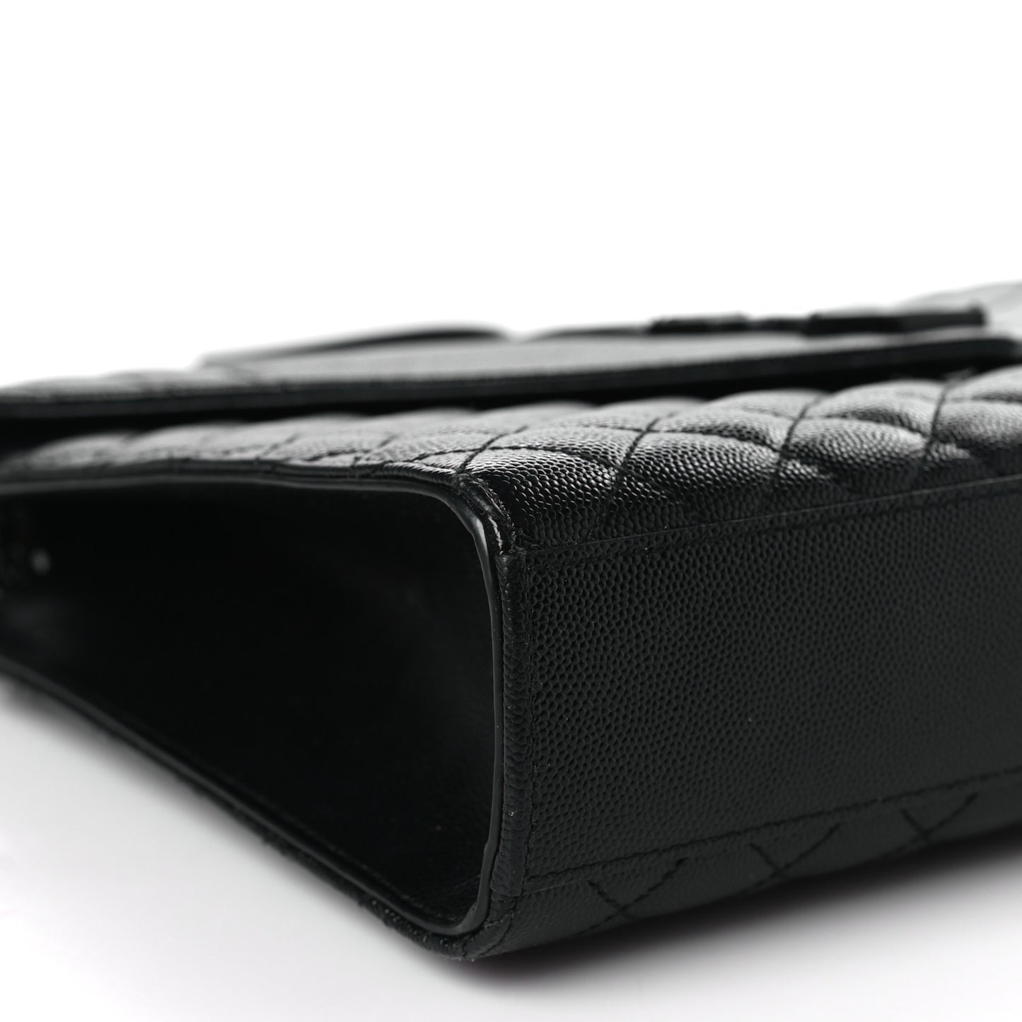 Grain De Poudre Textured Mixed Matelasse Large Triquilt Monogram Monochrome Satchel Black