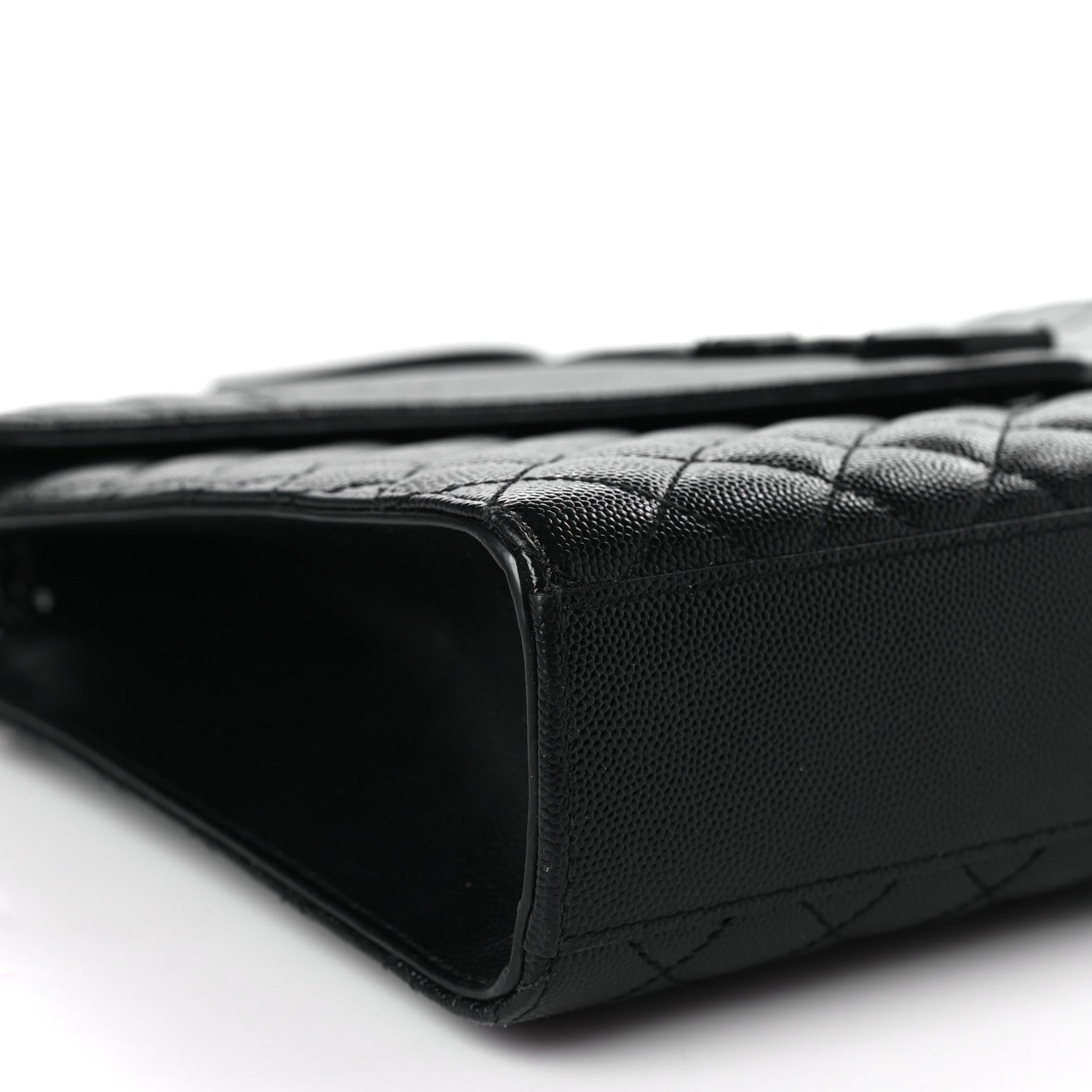 Saint Laurent Grain De Poudre Textured Mixed Matelasse Large Triquilt Monogram Monochrome Satchel Black 8 of 9