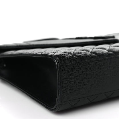 Saint Laurent Grain De Poudre Textured Mixed Matelasse Large Triquilt Monogram Monochrome Satchel Black 8 of 9