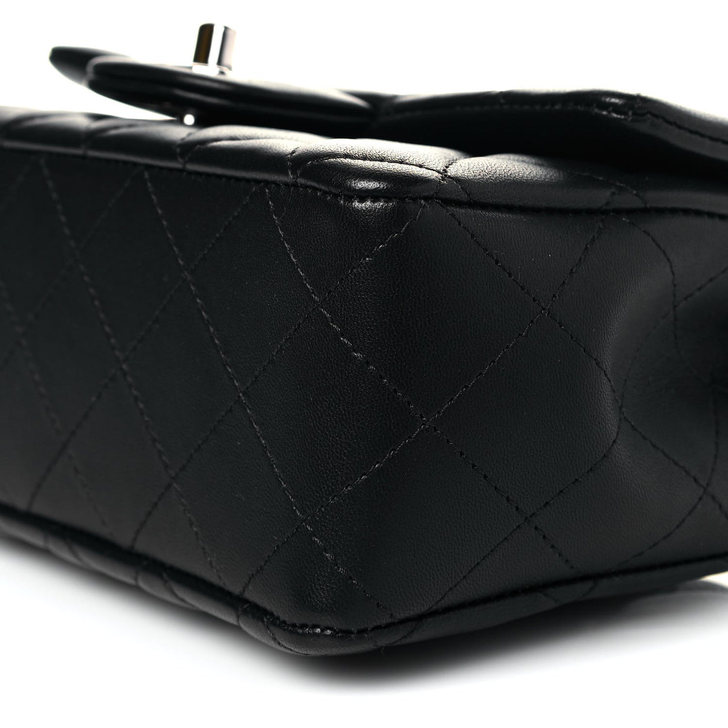 Lambskin Quilted Mini Rectangular Flap Black