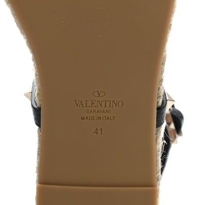 Valentino Garavani Pebbled Calfskin Rockstud Thong Espadrille Sandals 41 Black 6 of 8