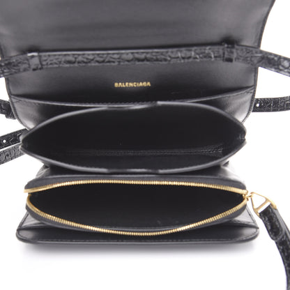 Balenciaga Shiny Calfskin Crocodile Embossed Small B Bag Black 4 of 8