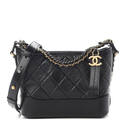 Chanel Aged Calfskin Quilted Small Gabrielle Hobo Black 1 of 9