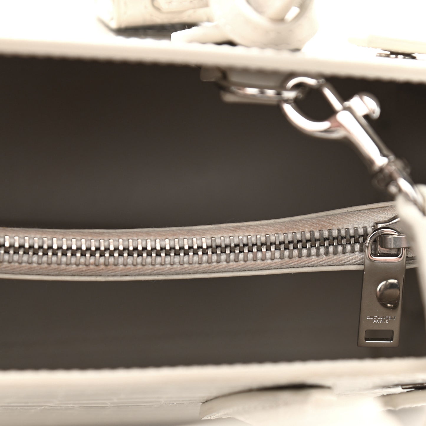 Calfskin Crocodile Embossed Baby Sac De Jour Gris Perle