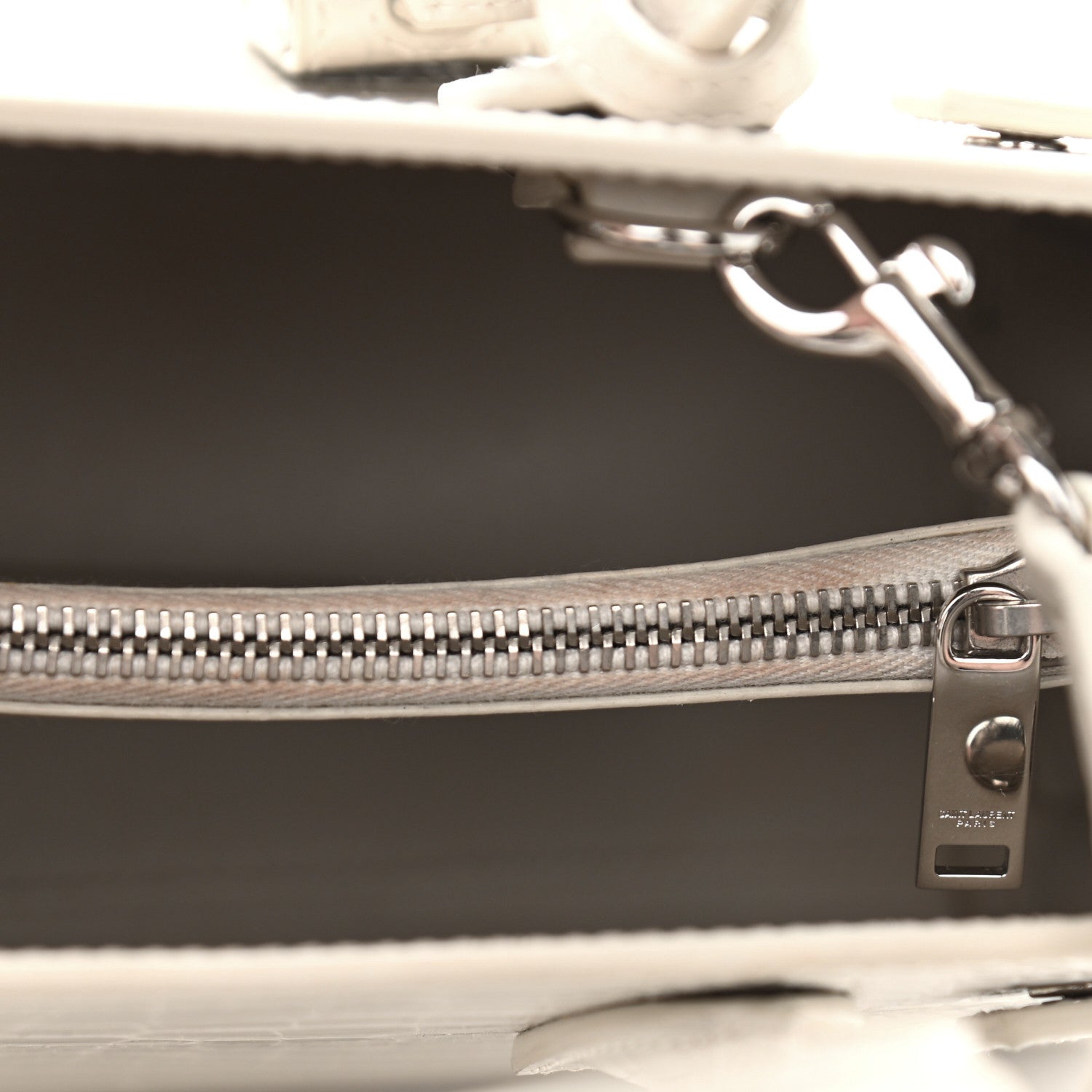 Saint Laurent Calfskin Crocodile Embossed Baby Sac De Jour Gris Perle 10 of 12