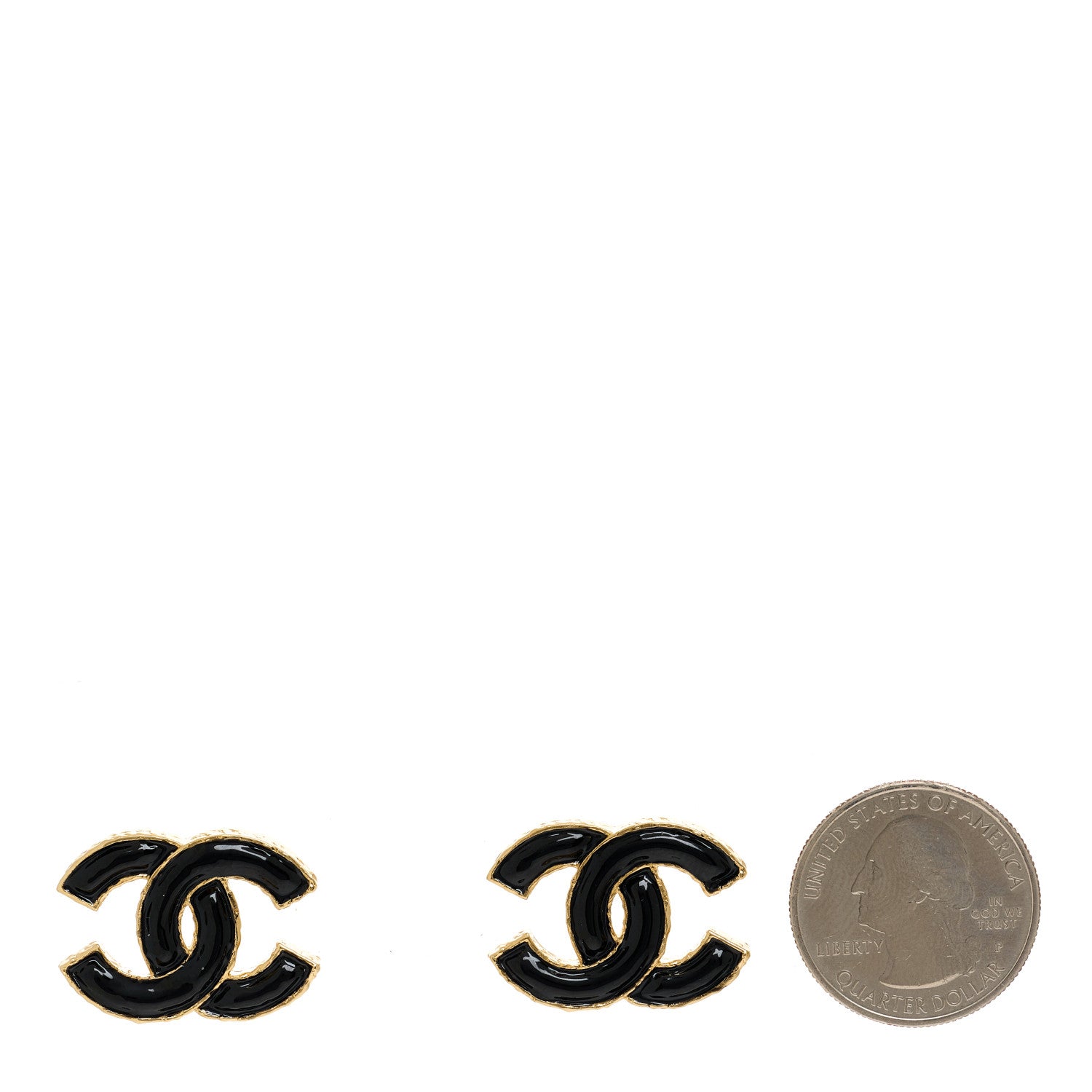 Chanel Metal Enamel CC Earrings Black Gold 3 of 5