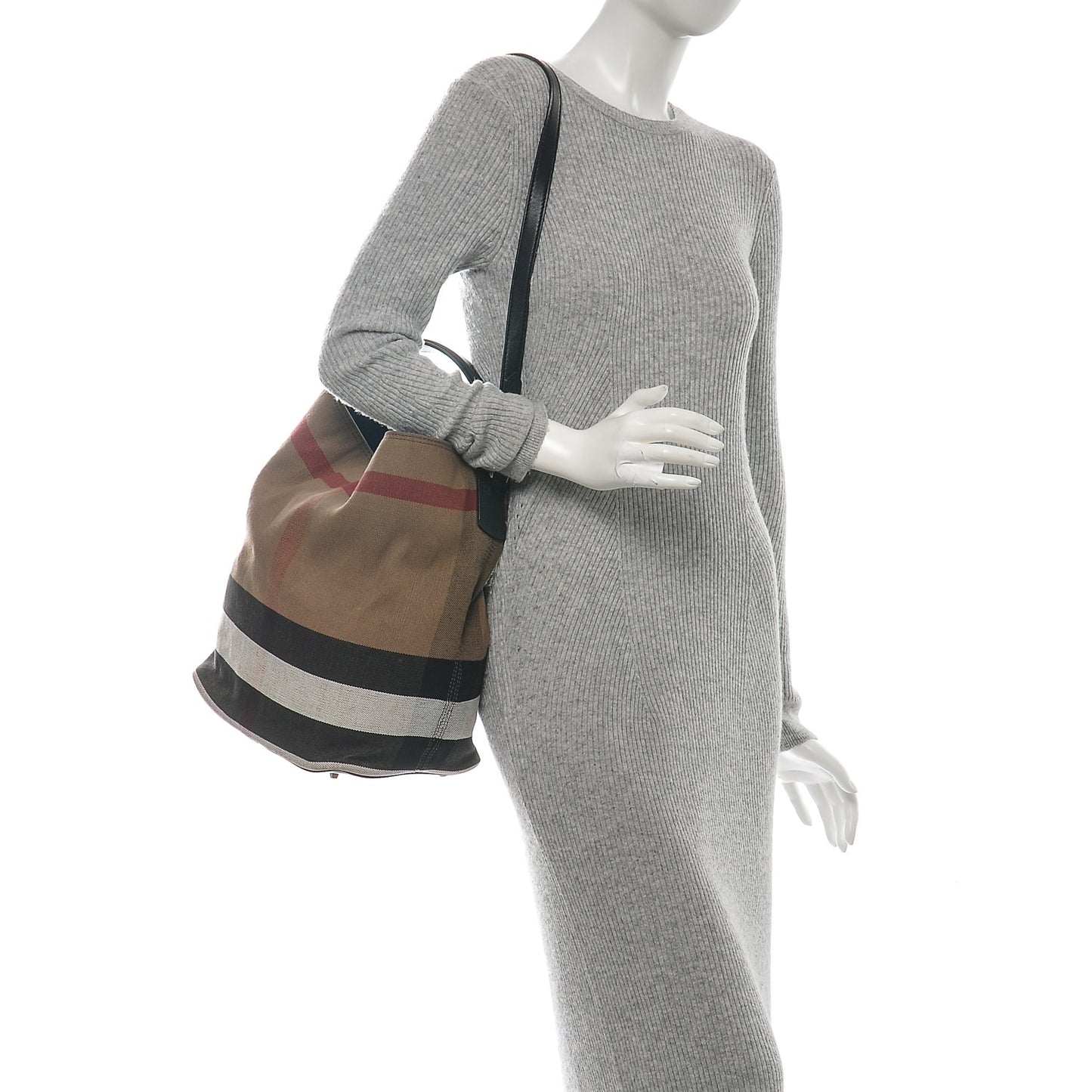 Canvas Mega Check Medium Ashby Hobo Black