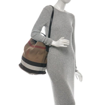 Burberry Canvas Mega Check Medium Ashby Hobo Black 2 of 7