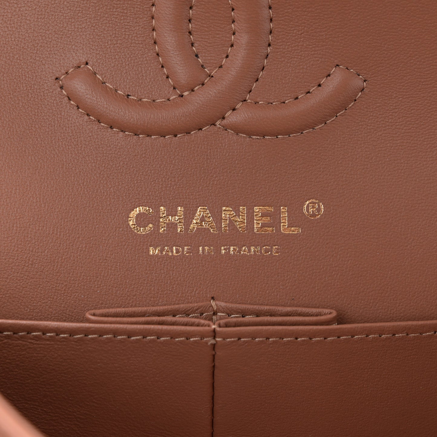 Lambskin Quilted Small Double Flap Brown