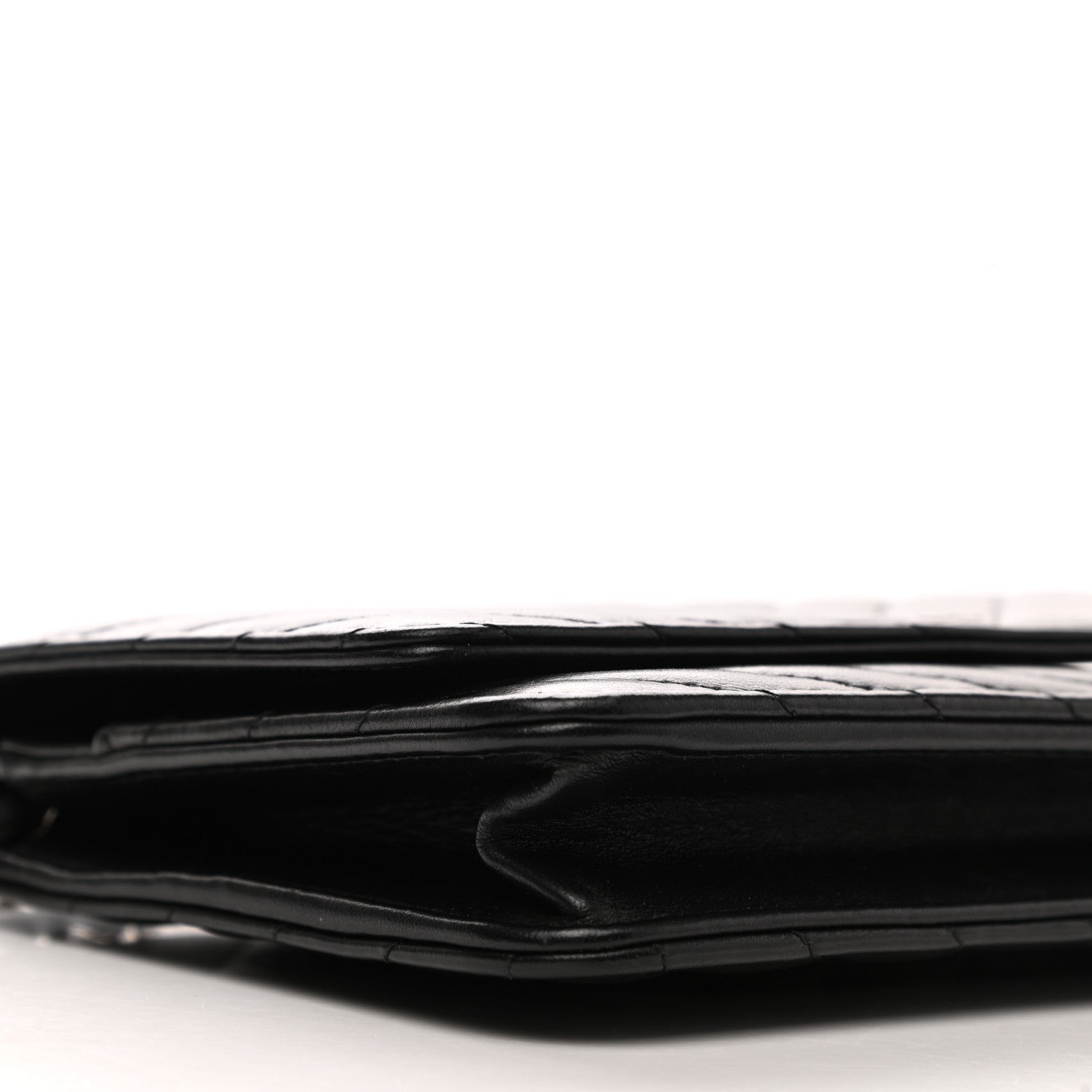 Chanel Lambskin Chevron Quilted Wallet On Chain WOC Black 10 of 12