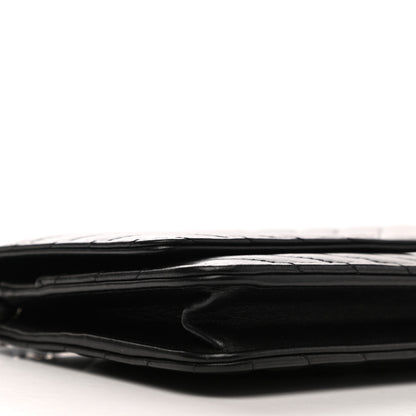 Chanel Lambskin Chevron Quilted Wallet On Chain WOC Black 10 of 12