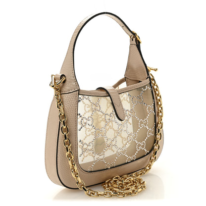 Gucci Lizard Mesh Crystal GG Monogram Mini Jackie 1961 Hobo Light Powder Skin Rose 3 of 11