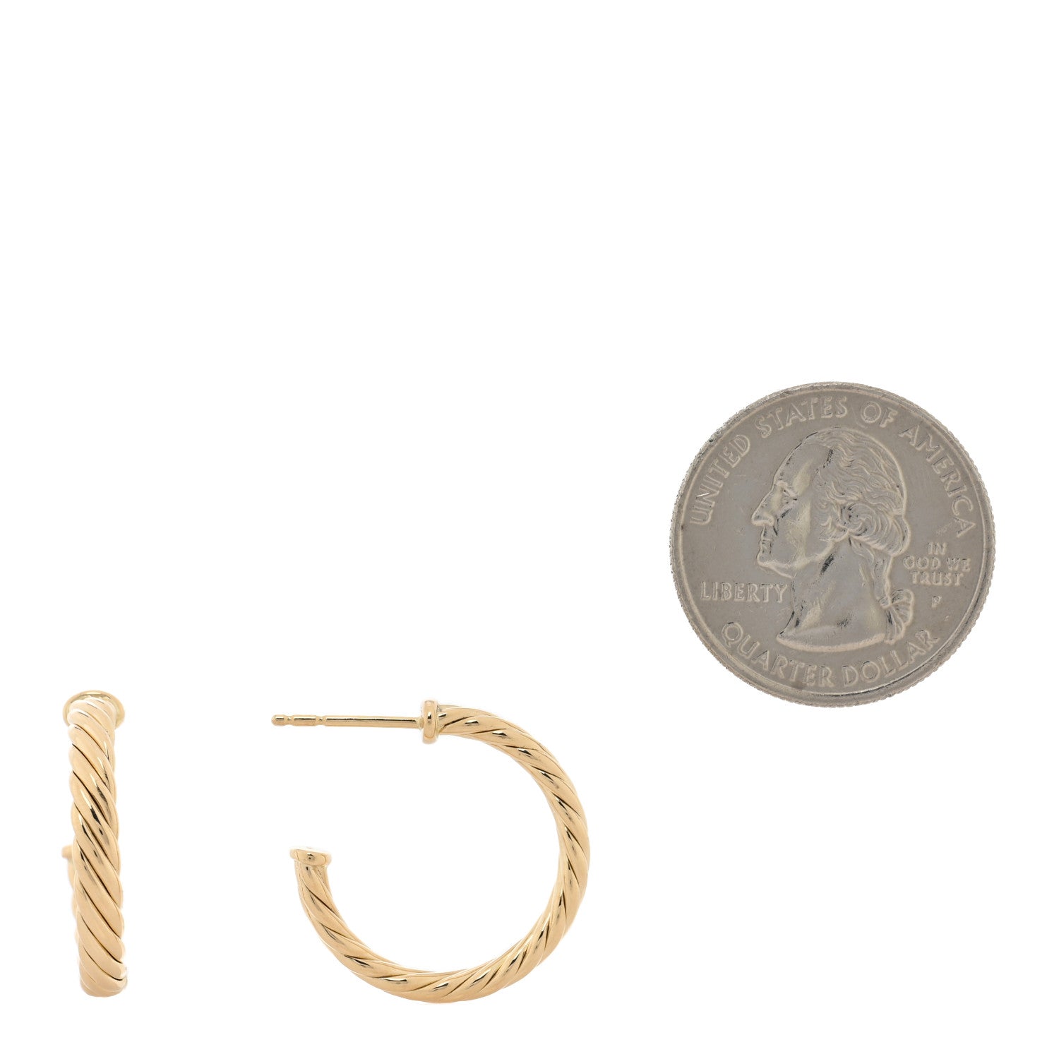 David Yurman 18K Yellow Gold Mini Cablespira Hoop Earrings 2 of 5