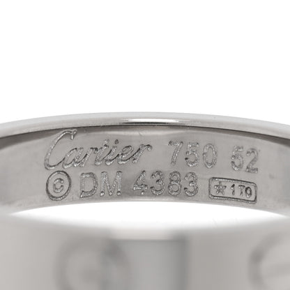 Cartier 18K White Gold 3.5mm LOVE Wedding Band Ring 52 6 4 of 4