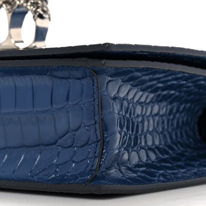 Alexander McQueen Shiny Crocodile Embossed Jeweled Satchel Industrial Blue 10 of 10