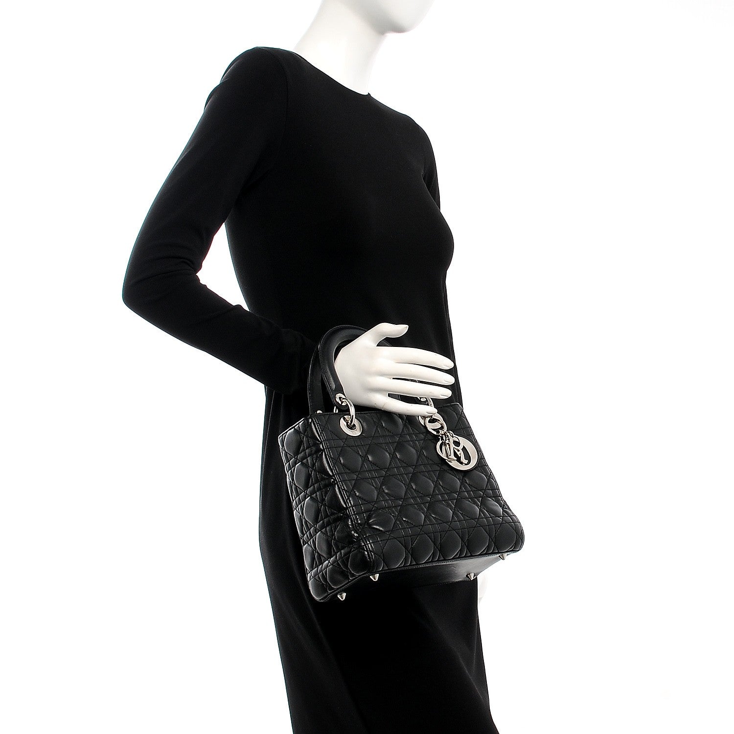 Christian Dior Lambskin Cannage Medium Lady Dior Black 3 of 16