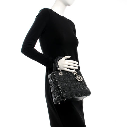 Christian Dior Lambskin Cannage Medium Lady Dior Black 3 of 16