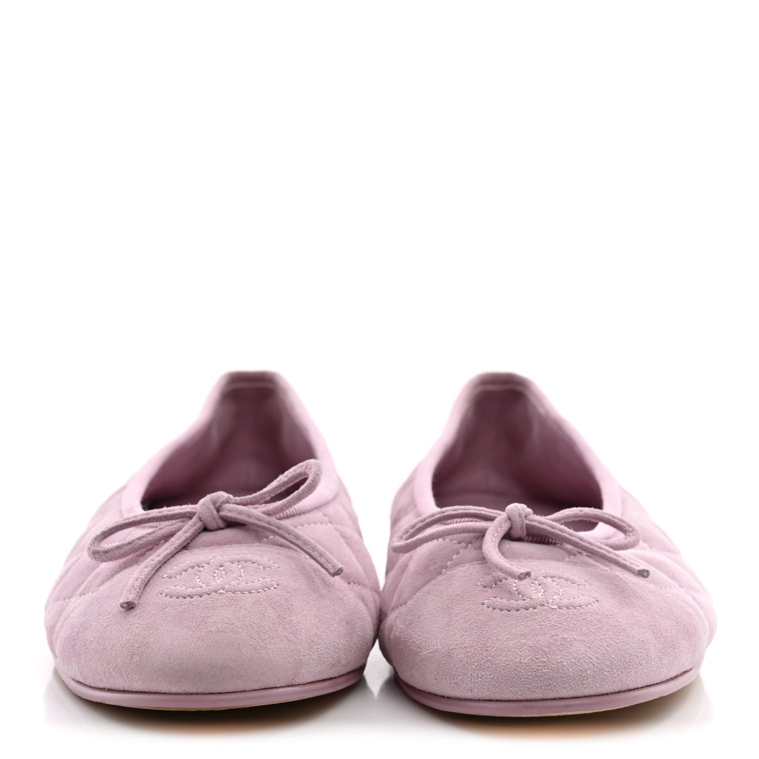 Chanel Suede Quilted Cap Toe CC Ballerina Flats 38.5 Light Pink 3 of 14