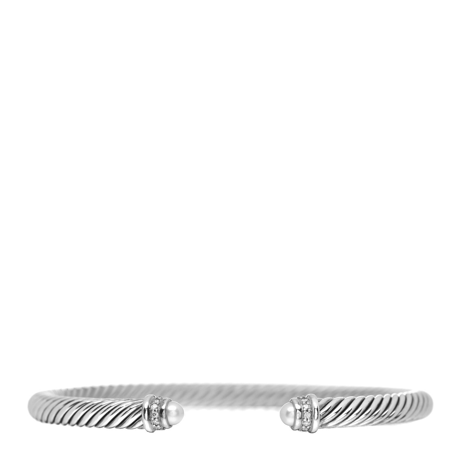 David Yurman Sterling Silver Diamond Pearl 5mm Cable Classics Bracelet 1 of 4