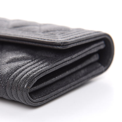 Chanel Caviar Quilted Large Boy Gusset Flap Wallet Charcoal 10 of 10