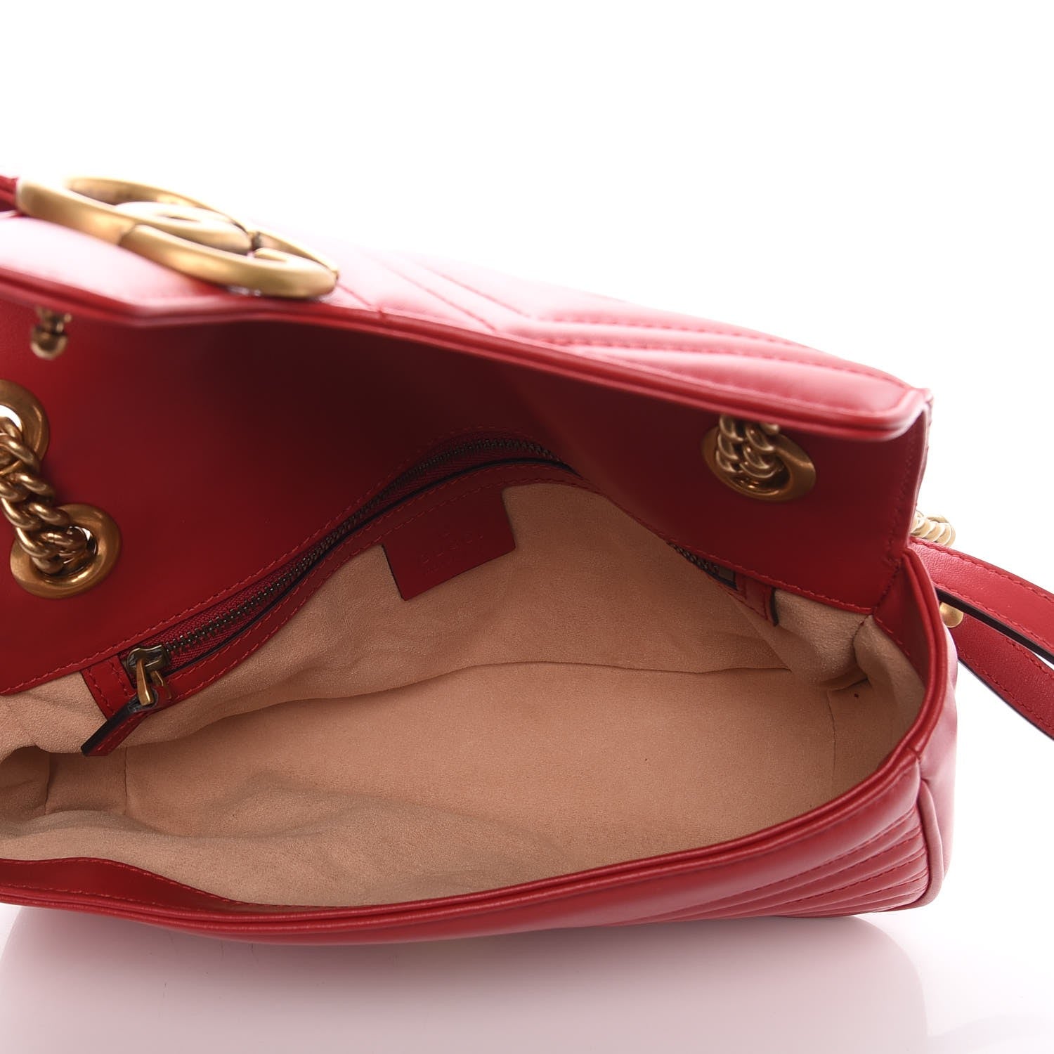 Gucci Calfskin Matelasse Small GG Marmont Shoulder Bag Hibiscus Red 6 of 8