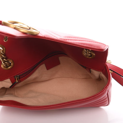 Gucci Calfskin Matelasse Small GG Marmont Shoulder Bag Hibiscus Red 6 of 8