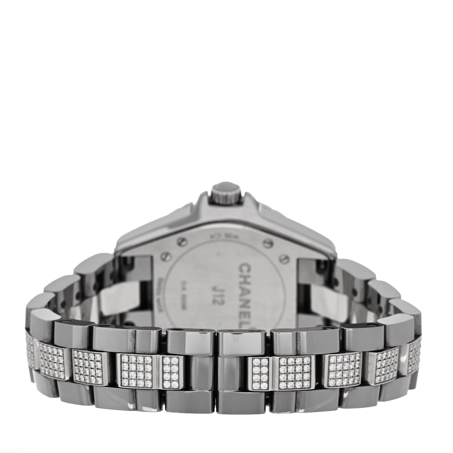Chanel Stainless Steel Ceramic Diamond 33mm J12 Quartz Watch Grey 3 of 5
