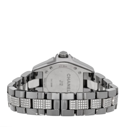 Chanel Stainless Steel Ceramic Diamond 33mm J12 Quartz Watch Grey 3 of 5