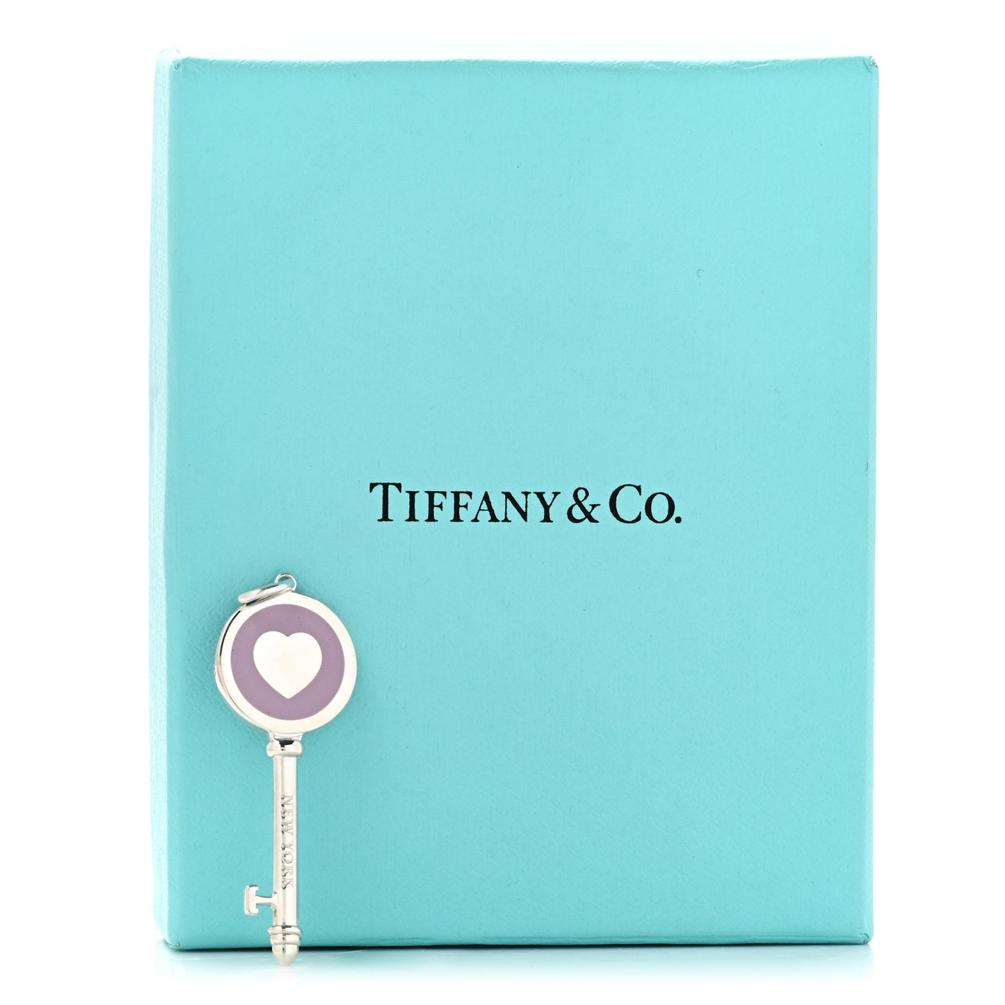 Sterling Silver Enamel Keys Heart Key Pendant Lavender